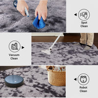 Garvee Fluffy & Sheepskin Dark Grey 9x12 Area Rugs or Bedroom Furry Rug for Living Room, Fuzzy Shag Fur Rug for Nursery Room Tie-Dyed Non-Skid Plush Throw Rug Shaggy Accent Rug for Indoor Home Floor Carpet
