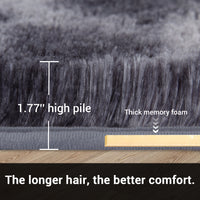 Garvee Fluffy & Sheepskin Dark Grey 9x12 Area Rugs or Bedroom Furry Rug for Living Room, Fuzzy Shag Fur Rug for Nursery Room Tie-Dyed Non-Skid Plush Throw Rug Shaggy Accent Rug for Indoor Home Floor Carpet