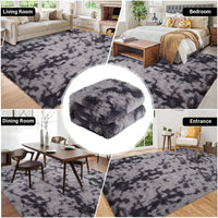 Garvee Fluffy & Sheepskin Dark Grey 9x12 Area Rugs or Bedroom Furry Rug for Living Room, Fuzzy Shag Fur Rug for Nursery Room Tie-Dyed Non-Skid Plush Throw Rug Shaggy Accent Rug for Indoor Home Floor Carpet