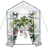 Garvee Walk-in Greenhouse 3-Tier 12 Shelves Patio Backyard 57x85x76'' Outdoors PE Cover Roll-Up Door