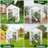 Garvee Walk-In Greenhouse 3-Tier 12 Shelves Outdoor Patio Backyard 57x57x76'' PE Cover Green