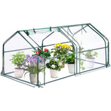 Garvee Portable Mini Greenhouse 71"x36"x36" Tunnel Garden with Roll-Up Zipper Door, Waterproof, UV Resistant Steel Frame for Patio Backyard, Green - Transparent Cover