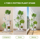 Garvee 4 Tier Plant Stand Indoor Metal Flower Pot Holder Shelf Corner Tiered Display White - White