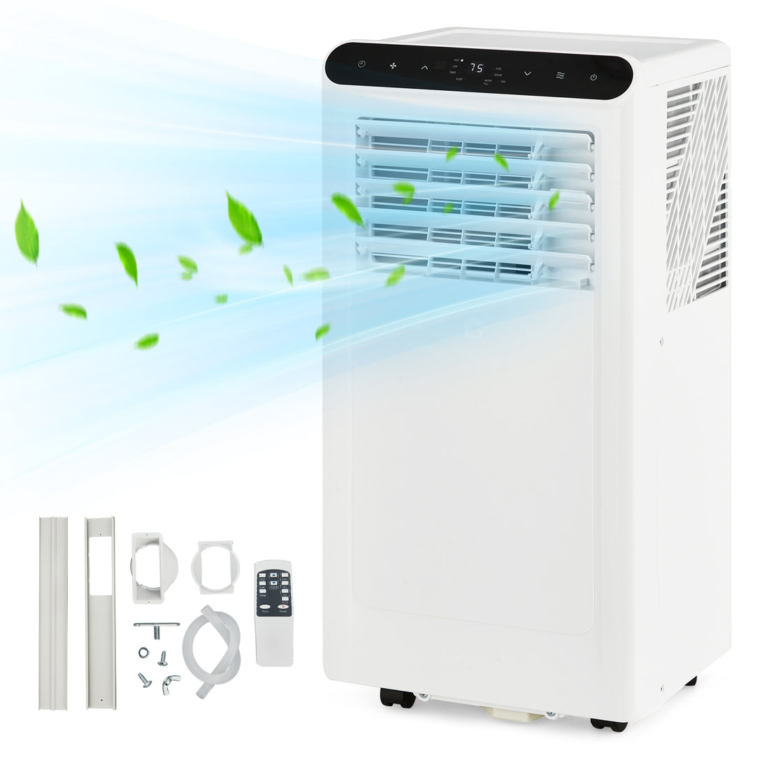 Garvee 10,000 BTU Portable Air Conditioner, 3-In-1 Cooling, Dehumidifier & Fan for Rooms Up to 450 Sq.Ft, Remote Control, Ultra-Quiet 47dB Sleep Mode, 24H Timer, Window Kit Included, White