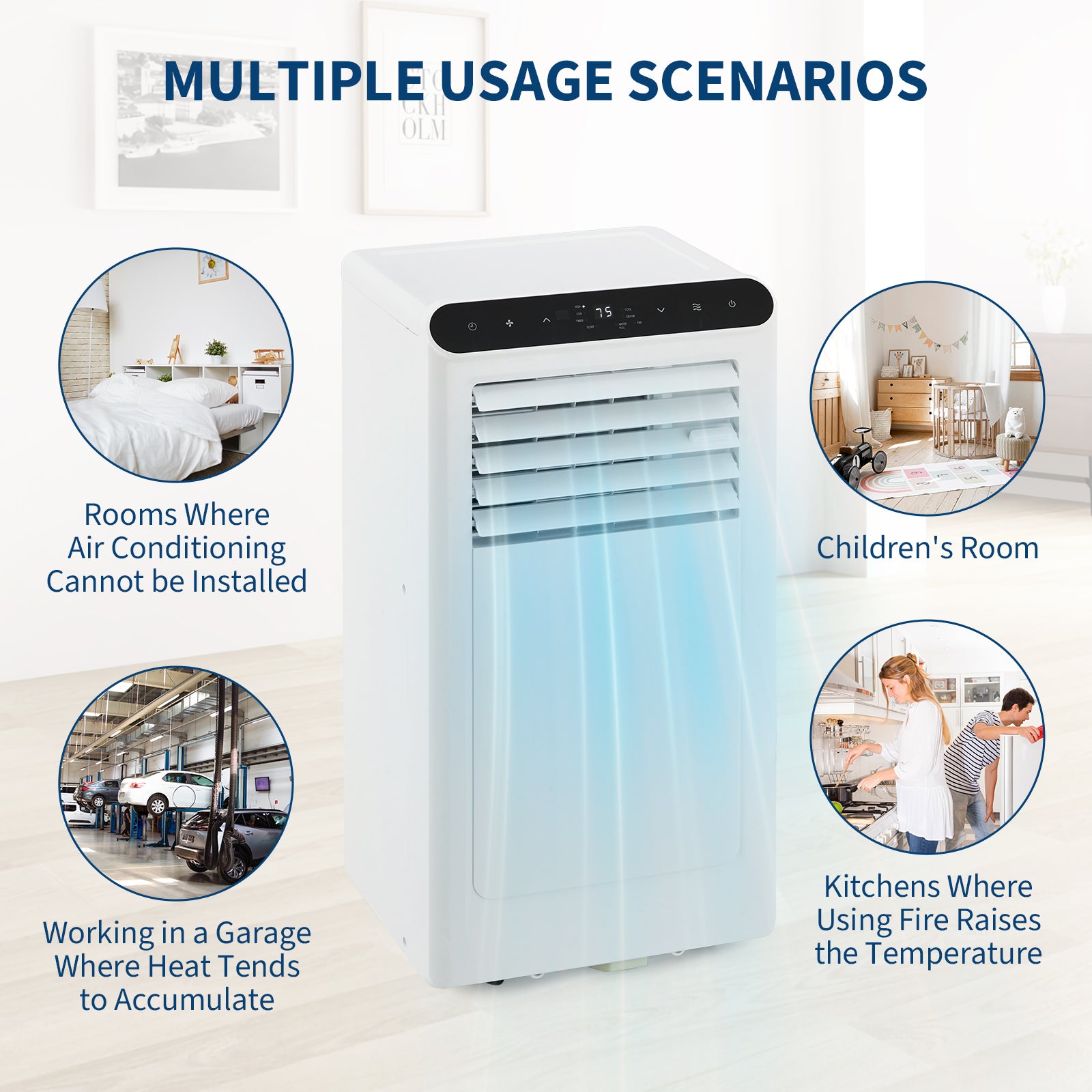 Garvee 8000 BTU Portable Air Conditioners Cool Up to 350 Sq.Ft,3 IN 1 Portable Ac Unit with Remote Control/LED Display/24Hrs Timer/Window Installation Kit & Low Noise for Home/Hotel/Office - White Top