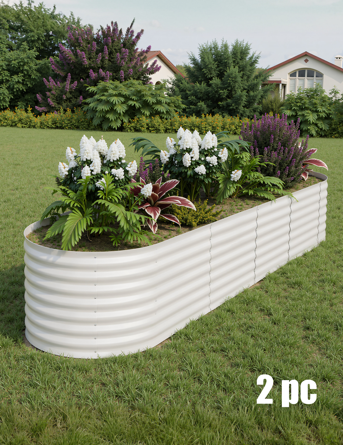 Garvee 2 Pcs Galvanized Raised Garden Bed - Heavy-Duty Metal Planter Box for Vegetables, Flowers, Herbs, 18/24In Tall, Beige/Green, 8x2x2ft