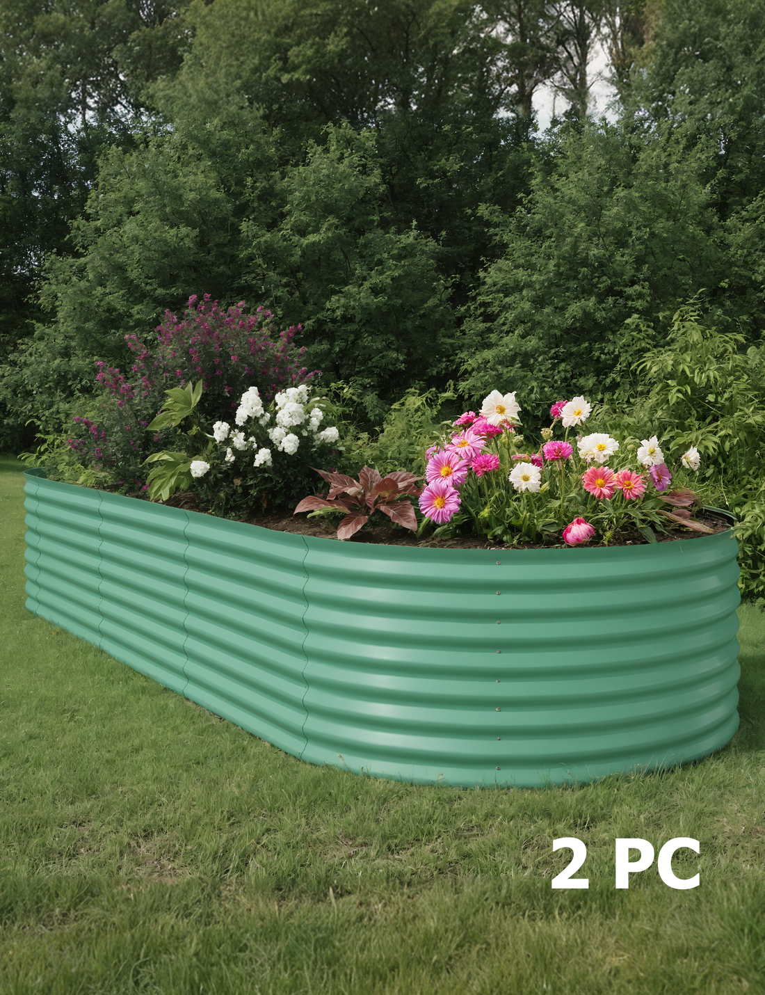 Garvee 2 Pcs 10x4x1.5ft Galvanized Raised Garden Bed - Heavy-Duty Metal Planter Box for Vegetables, Flowers, Herbs, 18/24In Tall, Beige/Green