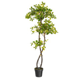 Garvee Artificial Black Olive Tree, 5ft Faux Olive Tree in Pot with 2 Tier, Fake Plants with 50 Lights and Dimmer for Indoor Living Room Office Decor&Housewarming Gift