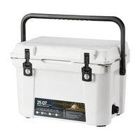 Garvee 25 Qt Portable Hard Cooler – Insulated Ice Chest with Heavy Duty Handle, 5-Day Ice Retention, Metal Cup Holder, Fish Ruler, Drain Plug, Durable Rotomolded Design for Camping, Beach, Picnic, BBQ, Fishing