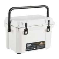 Garvee 25 Qt Portable Hard Cooler – Insulated Ice Chest with Heavy Duty Handle, 5-Day Ice Retention, Metal Cup Holder, Fish Ruler, Drain Plug, Durable Rotomolded Design for Camping, Beach, Picnic, BBQ, Fishing