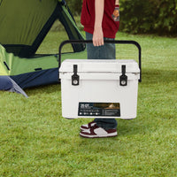 Garvee 25 Qt Portable Hard Cooler – Insulated Ice Chest with Heavy Duty Handle, 5-Day Ice Retention, Metal Cup Holder, Fish Ruler, Drain Plug, Durable Rotomolded Design for Camping, Beach, Picnic, BBQ, Fishing