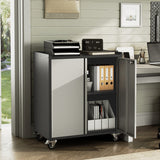 Garvee Heavy Duty Garage Storage Cabinet with Wheels, Adjustable Shelf, Lockable Doors for Home Office Workshop, Rust Resistant Steel, Black - Grey