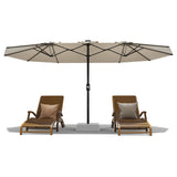 Garvee 13FT Double-Sided Patio Umbrella – Extra Large Outdoor Rectangular Market Shade, 12 Durable Steel Ribs, Water-Resistant Polyester, UV & Fade Resistant, Easy Crank for Garden, Lawn, Backyard – Beige (Base Not Included) - Beige