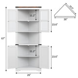 Garvee 69" Tall Corner Cabinet with Lights, 6-Tier Corner Storage Cabinet, White, Space Saver for Bathroom, Living Room, Kitchen, Hallway