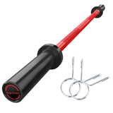 Garvee Olympic Barbell 4FT Weight Bar for Weightlifting and Powerlifting 45lb, 500lbs Capacity, 2-Inch Standard Weights, Black - Red