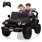 Garvee 24V 4WD 2-Seater Electric Ride On Car for Kids – Adjustable Body & Footwell, Parental Remote Control, 3 Speeds, Wireless Technology Music, LED Lights, Standard Test Method/CPSIA Certified, Large Battery Powered Truck – Black - Green