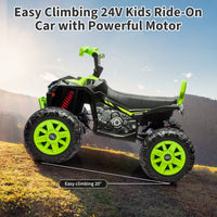 Garvee Ride - P Series: 24V 2-Seater Ride On ATV for Kids - 4-Wheel Battery Powered, High/Low Speed Modes, LED Lights, Music & Horn, Durable Wear-Resistant Wheels, Safe Non-Toxic Material, Outdoor Adventure - Green