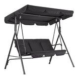Garvee 3-Person Outdoor Patio Swing Chair with Adjustable Tilt Canopy - Convertible Hanging Glider Lounge for Porch & Backyard,Black - Black