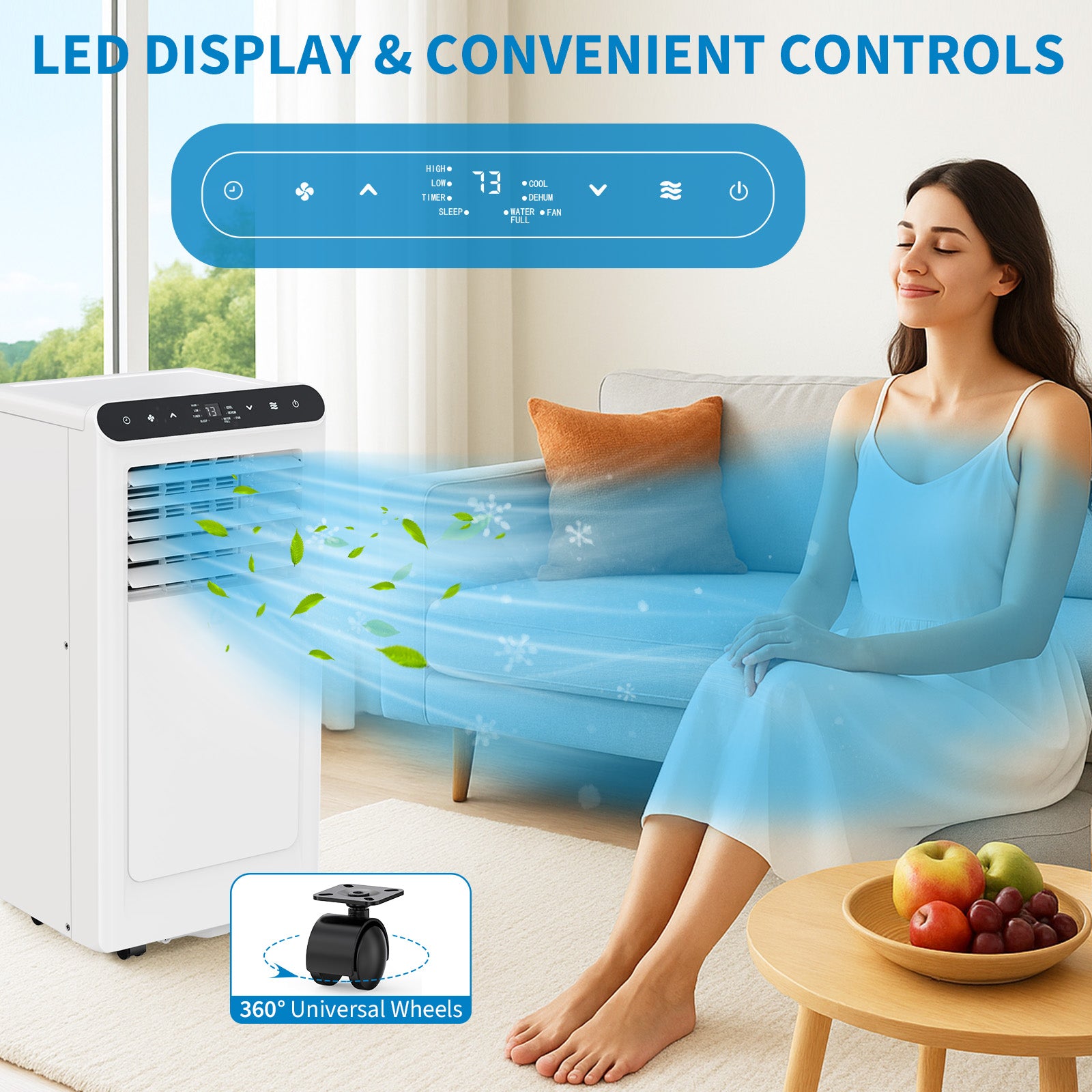 Garvee 8000 BTU Portable Air Conditioners Cool Up to 350 Sq.Ft,3 IN 1 Portable Ac Unit with Remote Control/LED Display/24Hrs Timer/Window Installation Kit & Low Noise for Home/Hotel/Office - Black Top