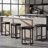 Garvee Modern Comfort Bar Stools Set – 24.6" Counter Height, Backless PU Leather Upholstered Seat, Metal X-Frame & Footrest, For Kitchen Island, Home Bar, Dining Room – Black, 4PC - Black