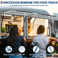 Garvee 60x36 Inch Concession Window for Food Trucks & Stands-85° Weatherproof Awning Door with Dual-Point Lock, Heavy-Duty Aluminum Frame Service Window (Glass Not Included)