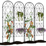 Garvee 75 Inch Tall Metal Garden Trellis Panels - Decorative Climbing Plant Support, Rustproof Black Privacy Fence, Outdoor Garden Décor, 4PCS