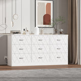 Garvee 9 Drawer Dresser With Power Outlet For Bedroom, Living Room, Hallway, 63" White Wooden Modern Chest Of Drawers - White