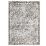 Garvee 5X7 ft Blue 100% Polyester Persian Area Rug, Washable Low Pile Vintage Floral Carpet, Non Slip Foldable Soft Floor Cover, 1160 gsm Distressed Oriental Print for Living Room Bedroom Dining Room, Indoor Home Decor - Blue