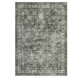 Garvee 5X7 ft Brown Green 100% Polyester Persian Area Rug, Washable Low Pile Vintage Floral Carpet, Non Slip Foldable Soft Floor Cover, 1160 gsm Distressed Oriental Print for Living Room Bedroom Dining Room, Indoor Home Decor - Brown Green
