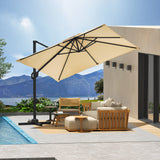 Garvee Large Cantilever Patio Umbrella 10x10 ft Heavy Duty Aluminum Outdoor Umbrella Beige for Backyard Deck Pool - Beige