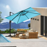 Garvee Large Cantilever Patio Umbrella 10x10 ft Heavy Duty Aluminum Outdoor Turquoise Blue - Turquoise