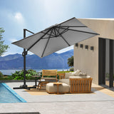 Garvee Large Cantilever Patio Umbrella 10x10 ft Heavy Duty Aluminum Outdoor Umbrella Grey for Backyard Deck Pool - Grey