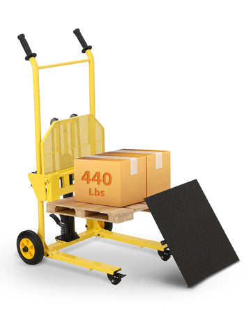 Garvee Hydraulic Material Lift 440Lbs Capacity Yellow Steel Platform Forklift Dolly Pallet Jack 36" Max Lift