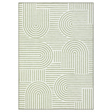 Garvee Green 6x9 ft Area Rug, Modern Abstract Rhythm Line Geometric Design, 100% Polyester Faux Cashmere Low Pile Surface, 350 gsm Pile Weight, Washable Foldable Carpet with Non-Slip TPR Backing for Living Room, Bedroom, Dining Room and Office - Green