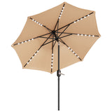 Garvee 10 ft Patio Umbrella with Solar Lights, 8 Ribs Outdoor Market Table Umbrella, Tan, Pool Deck Backyard - Tan