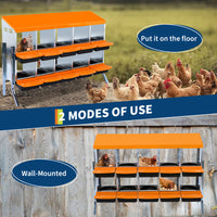 Garvee Pondoir à poules à 2 niveaux, 10 compartiments, toit en métal étanche, bacs amovibles, collecte facile des œufs pour volaille