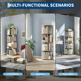 Garvee 4 Tier Rotating Bookshelf Tower, Spinning Corner Bookcase, 360° Rotating, Vertical Spiral Wood Organizer, Natural Color, 18.11"D x 18.11"W x 50.79"H - Natural Color