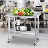 Garvee Stainless Steel Table with Wheels Heavy Duty Commercial Work & Prep Table 36x24 inches Silver