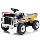 Garvee 12V Kids Ride On Dump Truck Electric Car Toy with Remote Control, Auto Dump Bed & Shovel, 12V Battery, LED Lights, Music, for Toddlers Outdoor Play - White