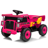 Garvee 12V Kids Ride On Dump Truck Electric Car Toy with Remote Control, Auto Dump Bed & Shovel, Durable Plastic, LED Lights & Music, Rose Red, Outdoor Play for Toddlers - Rose
