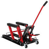 Garvee Hydraulic Motorcycle Lift Jack, 1500 lbs Capacity Steel ATV Scissor Lift with Wheels & Handle, Portable Garage & Workshop Hoist Stand - Red