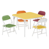 Garvee Folding Kids Table and Chair Set - 5-Piece, PU Upholstered, Easy to Clean, Portable - Playroom, Nursery, Study Area, Dining Room, Daycare - Colorful, 1 Table + 4 Chairs - Color