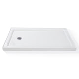 Garvee Shower Base 60'' L x 32'' W with Stainless Steel Drain, Non-Slip Shower Pan for Bathroom, Durable Resin, Left/Right Drain Options - White