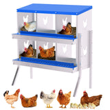 Garvee 6-Hole Bracket Legs Chicken Nesting Box Galvanized Steel Rustproof Automatic Egg Collection Ventilated Easy Install Wall or Freestanding for Chicken Coop Blue - Blue
