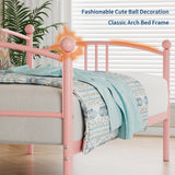 Garvee Twin Metal Daybed with Trundle, Pink, Space Saving, Steel Slat Support, Easy Assembly - Pink