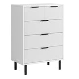 Garvee Modern Fluted 5 Drawer Dresser - Wide Chest with Metal Frame and Sturdy Wood Storage - Tall Entryway or Bedroom Cabinet, Anti-Tipping Bedside Table, Ideal for Living Room or Nursery, White