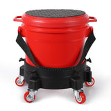 Garvee 5 Gal Car Wash Bucket Kit With Grit Trap, 5-Caster Dolly, Rubber Handle & Lid For Auto Cleaning, 300 LBS Capacity, Red/Black