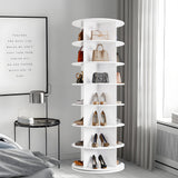 Garvee 7 Tier Rotating Shoe Rack 360° Revolving, Space-Saving High Capacity, MDF Construction, Multi-Functional Organizer, White, Entryway Living Room