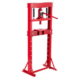 Garvee Hydraulic Shop Press 12 Ton H-Frame Garage Floor Press Adjustable Height Movable Plates for Bending Straightening Bearings U-Joints - Red