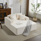 Garvee Oversized 61'' Corduroy Chaise Lounge Chair, Boneless Couch Cloud Sleeper Sofa Bed with High-Density Foam, 4 Plush Pillows & Armrests, No Assembly, for Living Room, Bedroom, Creamy - Creamy